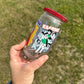 16oz Demon Dog Boy And Friend Eco Solvent Vinyl Glass Can With Rhinestone Lid And Straw