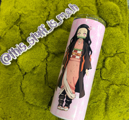 20oz Sublimated Pink Anime Demon Sister Tumbler